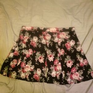 Black Floral Mini Skirt